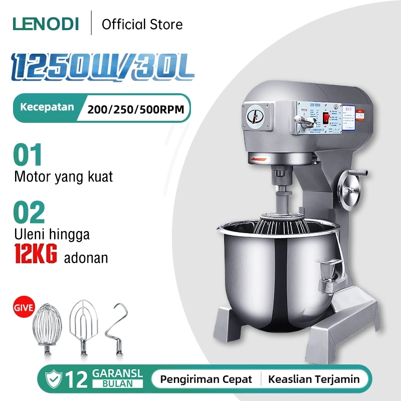 LENODI Mixer Koki Mixer Adonan Otomatis Sepenuhnya Komersial Mixer Adonan Diam Mesin Susu Krim Kecil Rumah Tangga Tiga Fungsi Mengisi Tepung Pengaduk