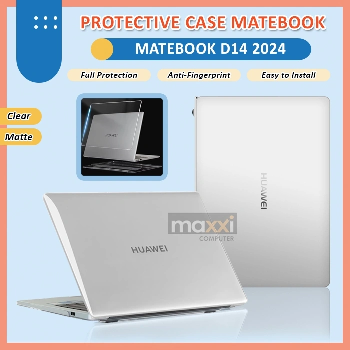 Laptop Huawei Matebook Mate Book D14 D 14 Inch 2022 2023 2024 12th Generation Gen 12 Protective Case Casing Cover Sarung Hard Soft Kesing Hardcase Softcase Clear Crystal Bening Matte Transparan Transparent Pelindung Body Leptop ( FRK )