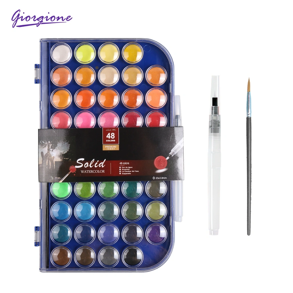 Giorgione Solid Watercolor Paint Cat Air Set 48 Warna Free Paint Brush G-0048
