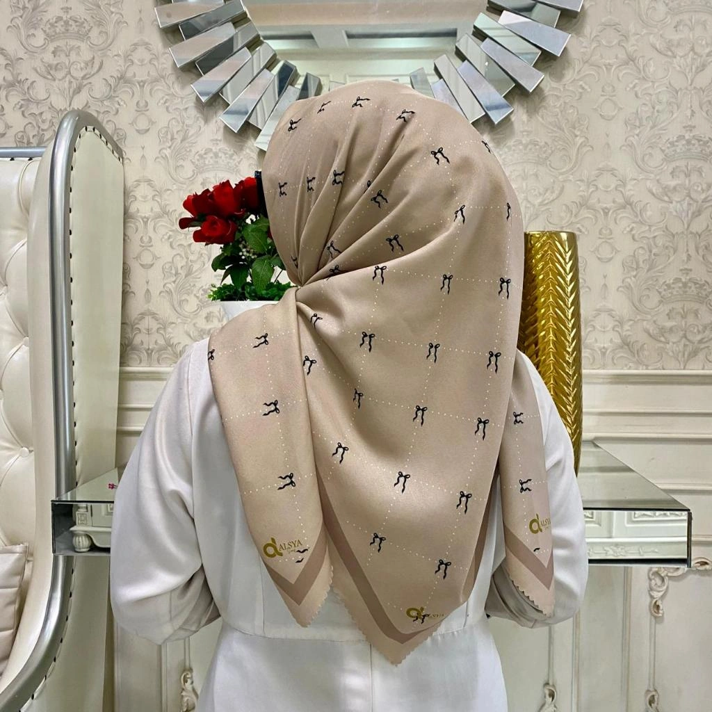 ALSYA Hijab Kerudung Voal Segi Empat Premium / jilbab Motip Lasercut Sublime Pita Series