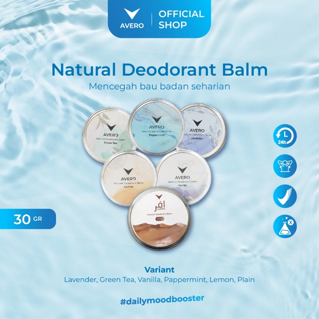 [BEST SELLER] Avero Natural Deodoran Balm BPOM 30gr - Penghilang Bau Badan Dan Ketiak Alami Anti Odor