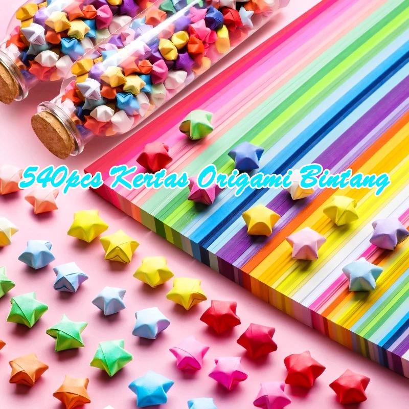 540pcs Kertas Origami Bintang/Craft Crafting Stuff DIY/Kertas Bintang Warna Warni /23 Jenis Strip Origami Bintang