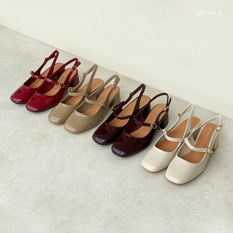 MINKA BEA Mary Jane Block Heels 5cm Sepatu Heels Wanita Mary Jane Square Toe