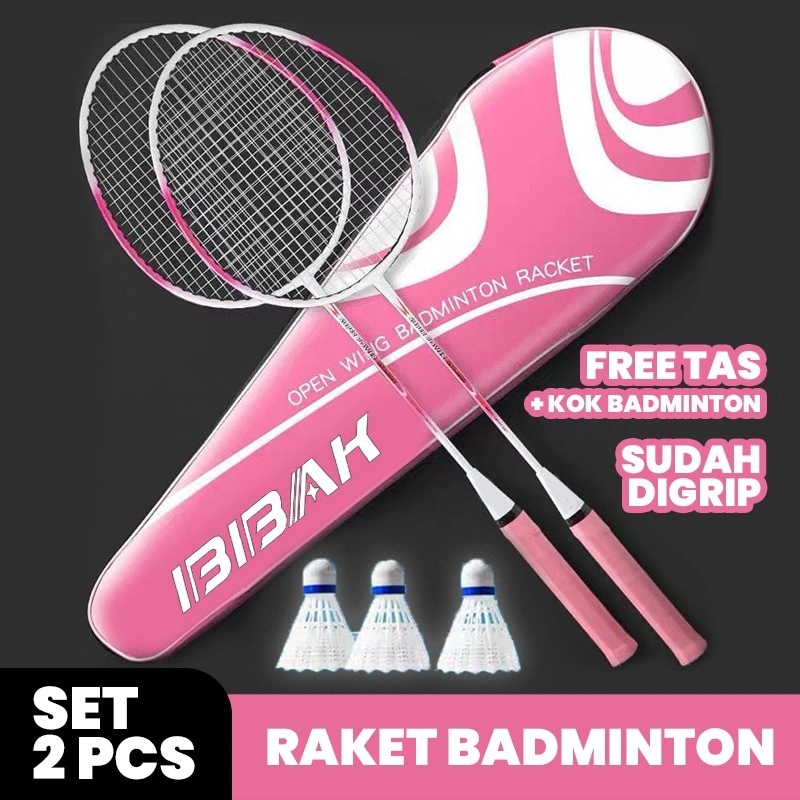 BBAK Raket Badminton Paket Komplit/ Raket Bulu Tangkis Isi 2 Free Bag/Raket Bulutangkis/Shuttlecock
