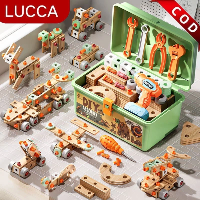 147PCS Mainan Anak Tool Box Set Mainan Perbaikan Sekrup Bor Listrik Simulasi Mainan Splicing Kreatif DIY Mainan Edukasi Anak