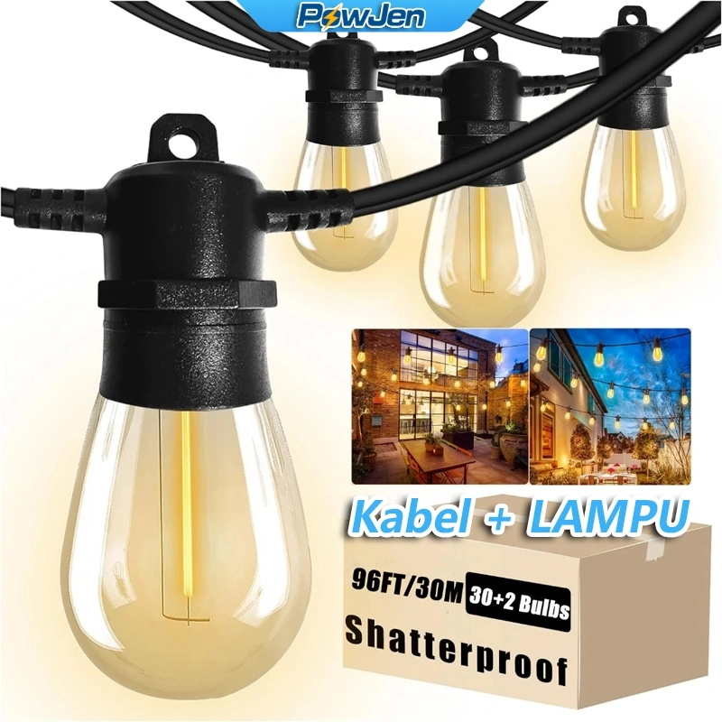 30 Meter 30 Lampu Kabel Sdh Lampu Outdoor E27 Led Tahan Air Lampu Komplit Lampu Hias Cafe