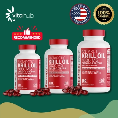 Bronson Antarctic Krill Oil 1000MG Omega-3 EPA/DHA Astaxanthin