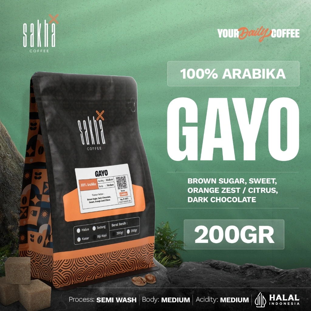 Biji Kopi Bubuk Arabika Gayo Aceh Arabica Coffe Bean Single Origin Grade1 Espresso Manual Brew 200gr