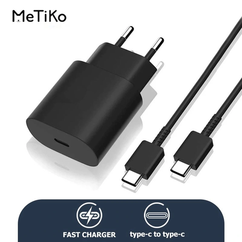 MeTiKo Charger Samsung 25Watt Fast Charging Type C To Type C Travel Adapter Super Fast Charging