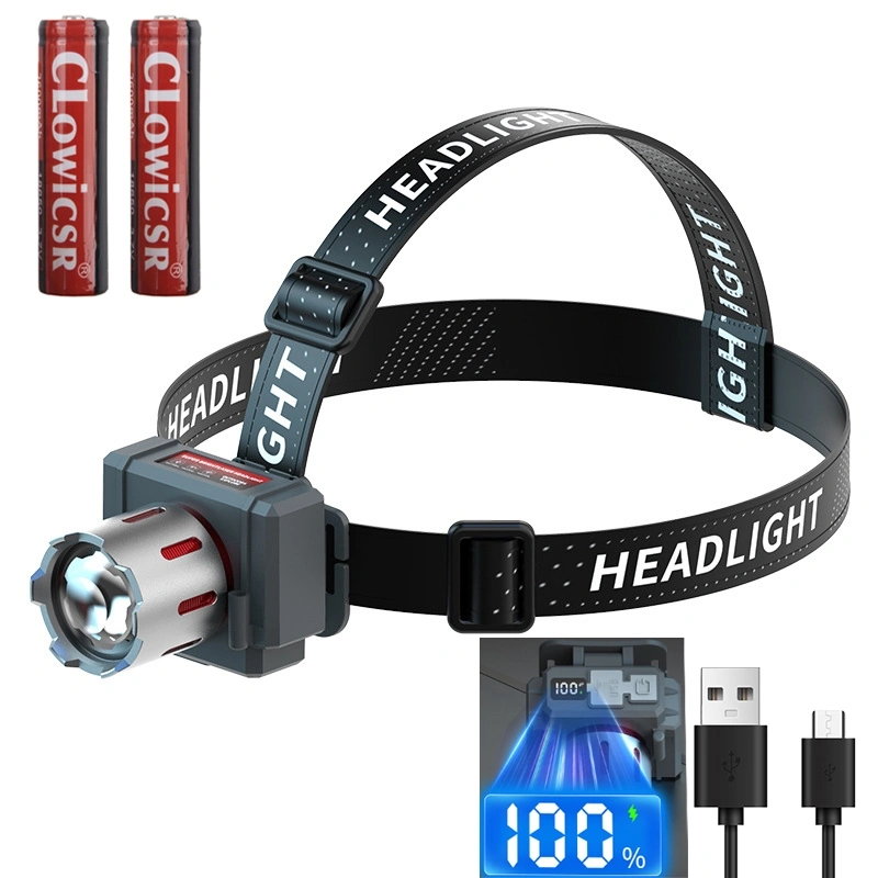 Senter Kepala LED/senter lampu depan LED/Zoom Headlamp/senter lampu depan sensor/Lampu putih dan kuning/Super Terang 5000 Lumen/USB Charging Senter Lumens Tpye-c USB rechargeable