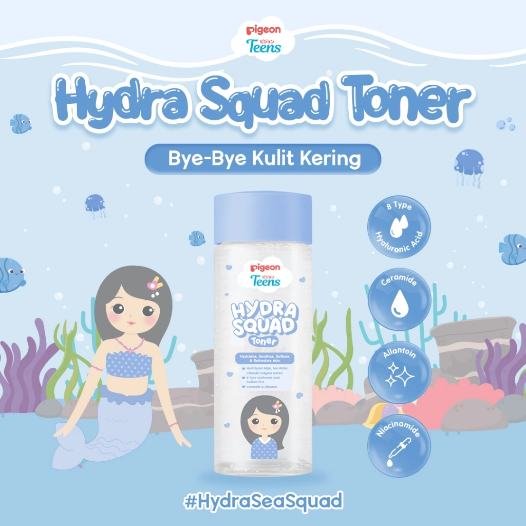 Pigeon Teens Hydra Squad Toner 100ml | Skincare Remaja | Ekstra Melembapkan | Hyaluronic Acid & Ceramide