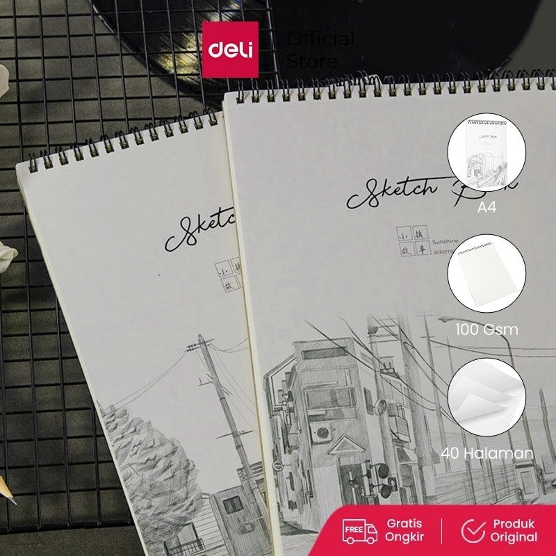 Deli Buku Gambar & Sketsa Size A4 B5 Vertikal 40 halaman 7362x