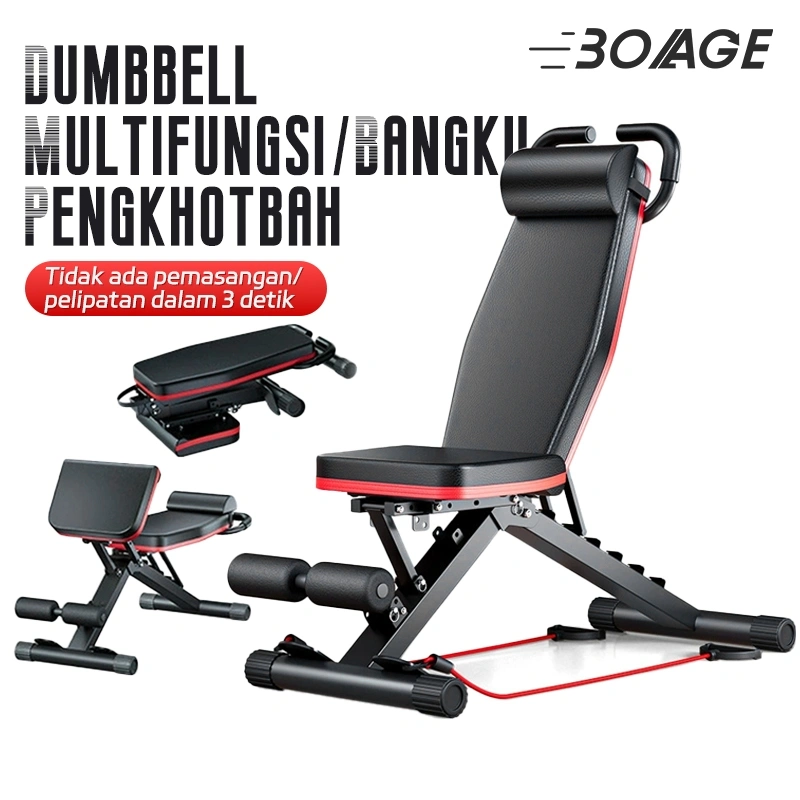 (Penawaran panas!!!)Bisa dilipat  Multifungsi   Adjustable Folding Fitness Bench Dumbbell Weight Bench Home Sit Up Exercise Bench/kursi fitnes/sit up stand + tali/Sit Up Board/Alat Olahraga Fitness Exercises