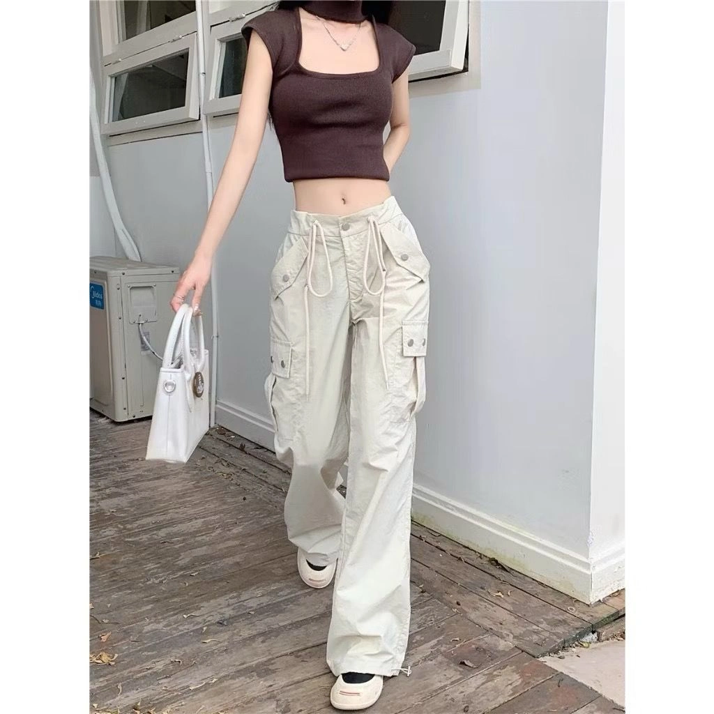 ZAYIDA - Lily Cargo - Celana cargo wanita korean style - Celana cargo highwaist loose Kasual Premium