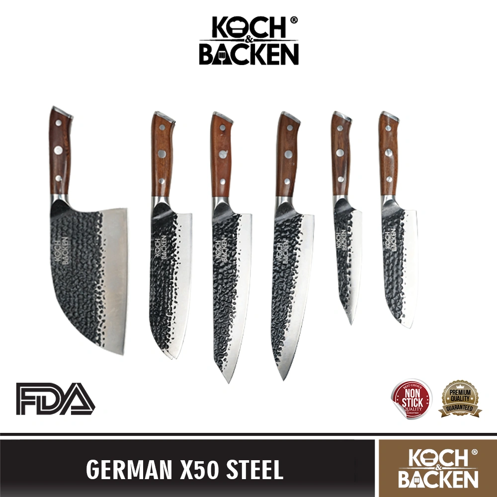 TURWHO Knife German X50 Steel Rooswood Handle - Pisau Dapur Serbaguna