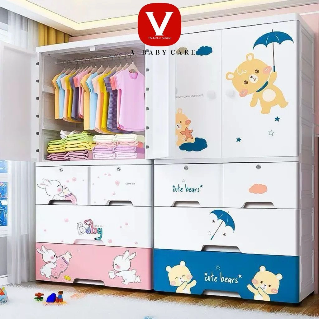 V- BABY CARE  Lemari Pakaian Anak 70CM / Lemari bayi Plastik / Plastic Storage Cabinet Lemari T9