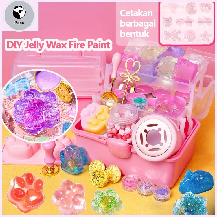 POPO DIY Jelly Wax Fire Paint Sealing Wax Set Guka Mengadon Lilin Jelly DIY Mainan Dekompresi Anak-anak Kerajinan Tangan 3D Segel Segel Amplop