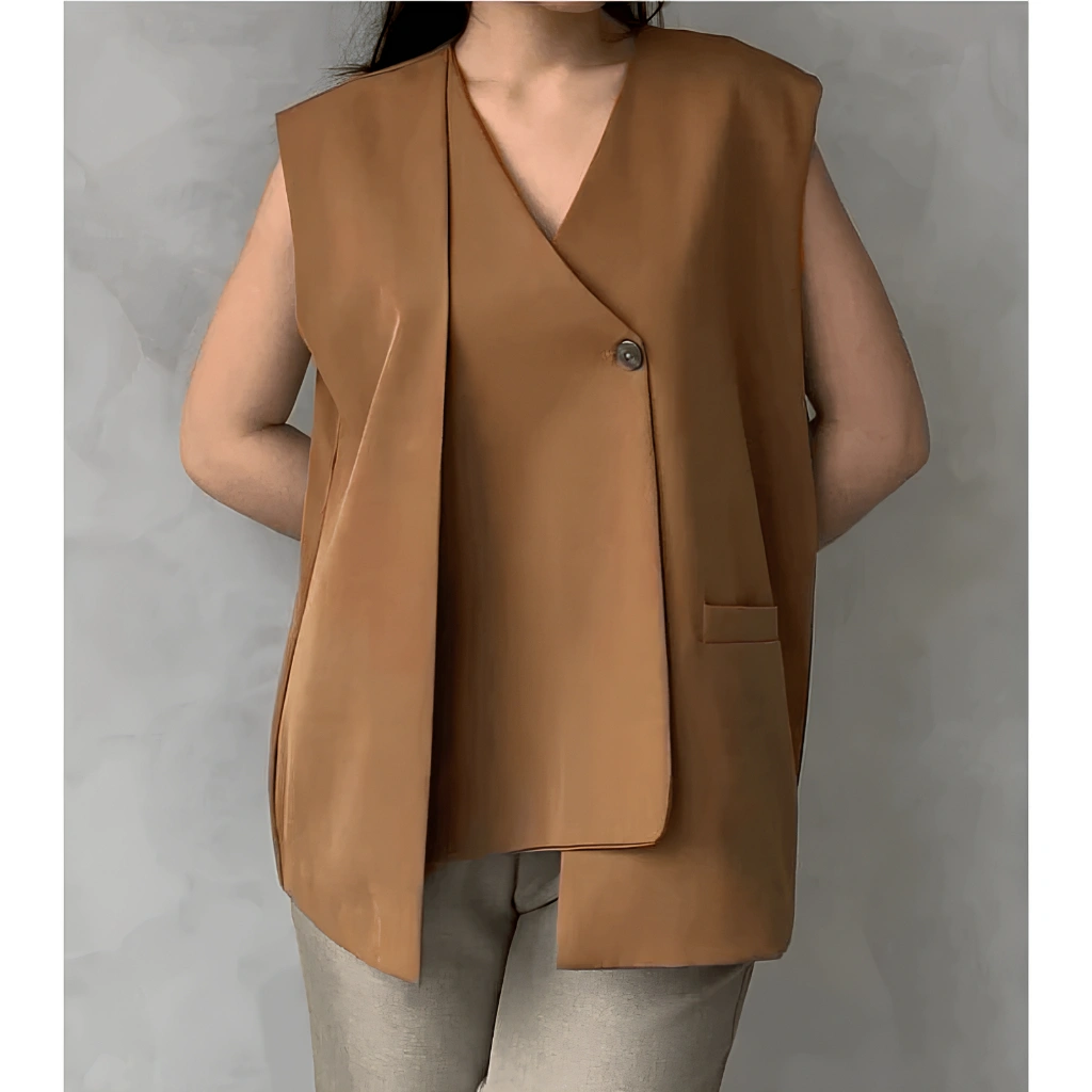 Hanny Vest Outer Rompi Wanita - Atasan Luaran Oversize Korean Style - Rompi Sleeveless Top