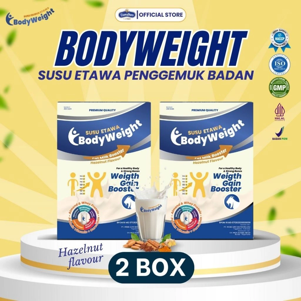 BodyWeight Susu Kambing Etawa Penggemuk Badan Susu Etawa Membantu Meningkatkan Nafsu Makan dan Masa Otot Kemasan 250gr Paket 2 Box