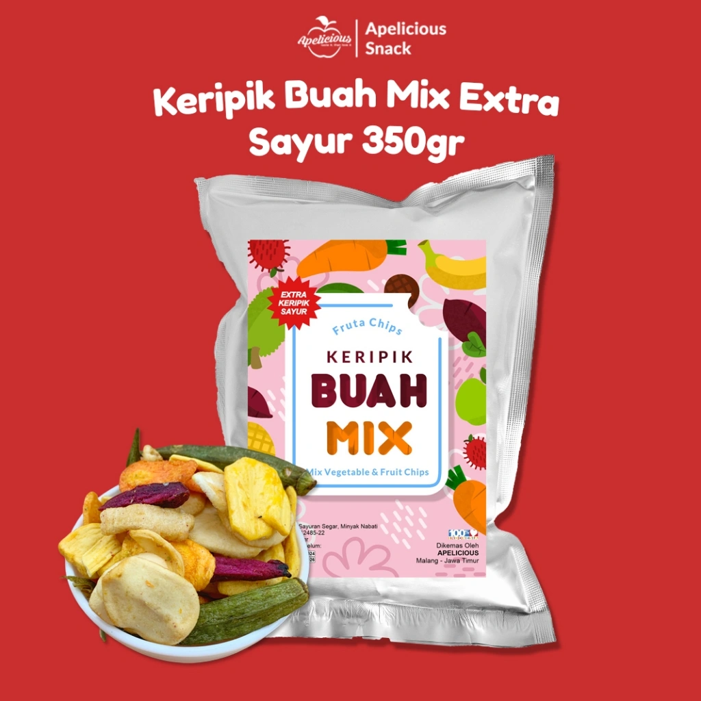 APELICIOUS - KERIPIK BUAH MIX EXTRA KRIPIK SAYUR 350gram - CEMILAN CAMILAN SNACK DIET SEHAT