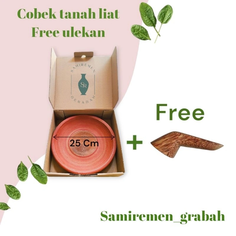 COBEK TANAH LIAT SAMBEL GAMI TAHAN PANAS FREE ULEKAN  25 CM
