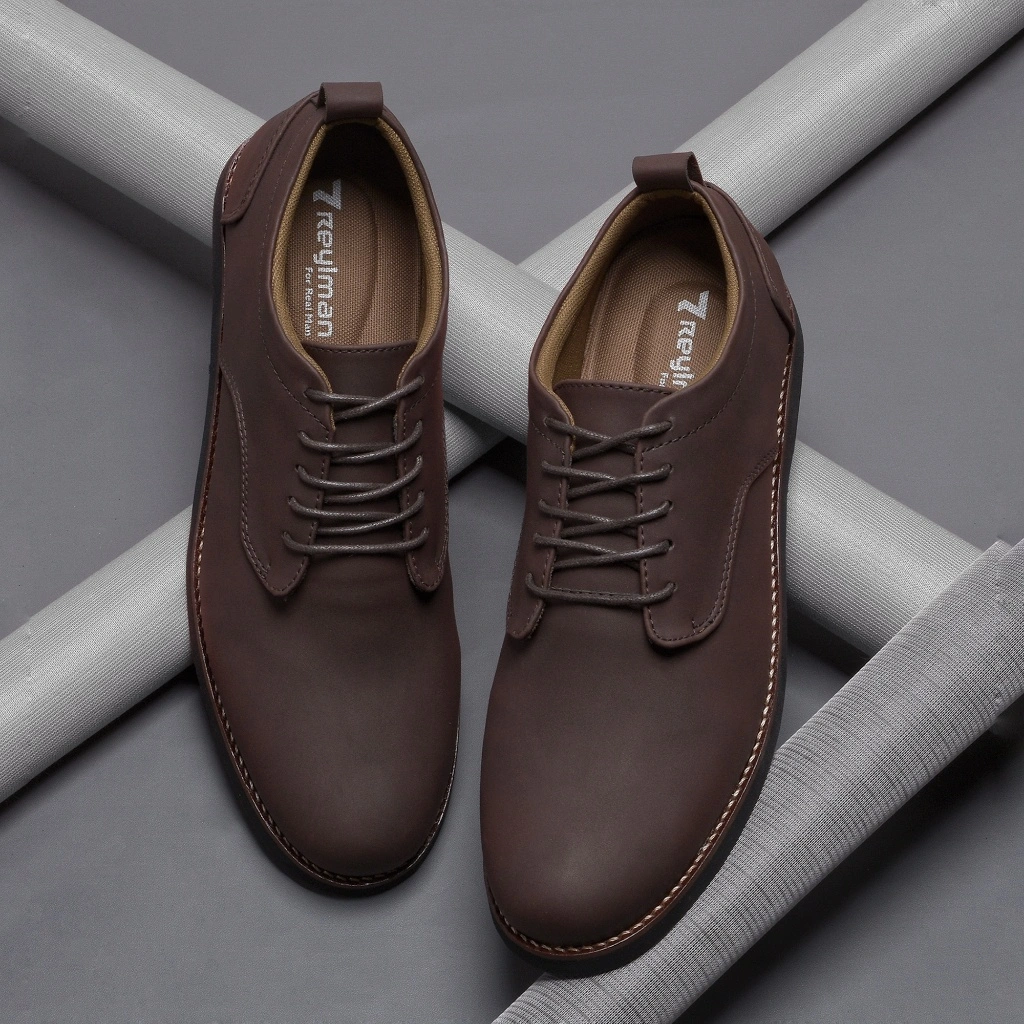 BRIDGE BROWN - Sepatu Pantofel Pria Oxford Formal Derby Shoes Kerja Kantor Reylman x Sneakers Pedia