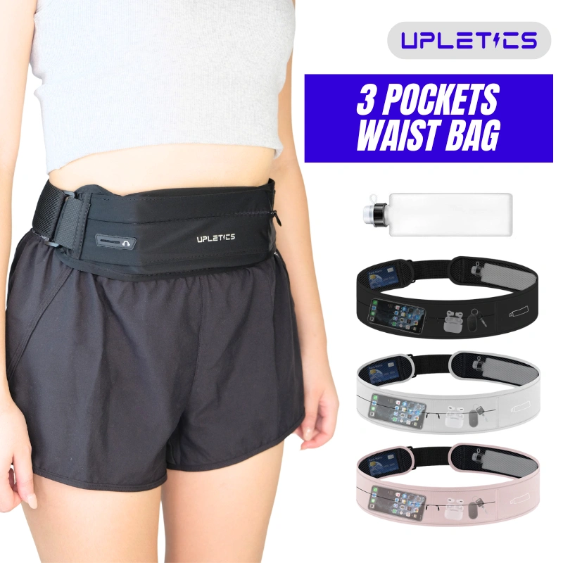 Upletics 3 Pocket Running Waist Bag | Running Belt | Running Bag | Tas Pinggang Lari | Tas Pinggang Olahraga Jogging Lari Marathon Sepeda Outdoor