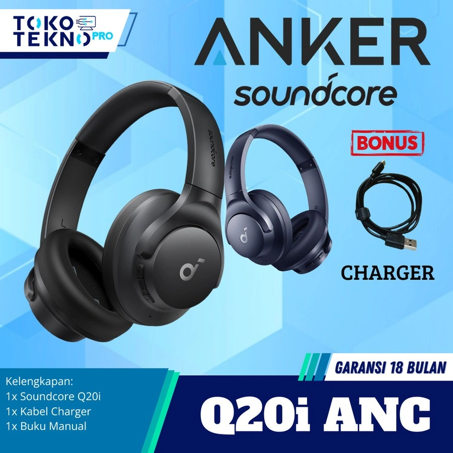 Anker Soundcore Q20i / Q20 i Bluetooth Headphones with Mic Hi-Res Hybrid ANC Headset with Noise Cancelling Wireless Headphone Over-the-Ear Headphones