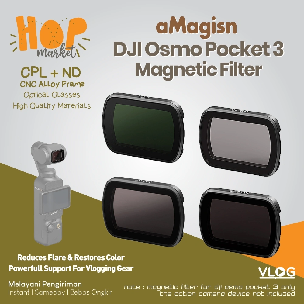 aMagisn Lens Filter CPL ND for Pocket 3 Lensa Combo CPL dan ND16 ND64 ND256 untuk Content Creator DJI OSMO POCKET3