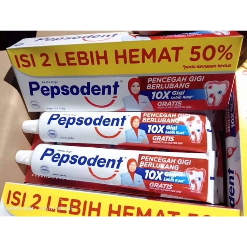 Pepsodent 225gr isi 2 JUMBO pasta gigi