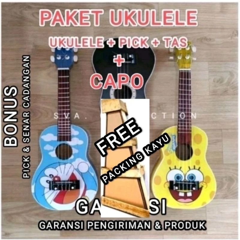 PAKET UKULELE SENAR4 FREE PACKING KAYU // UKULELE PAKET LENGKAP KENTRUNG KENCRUNG 4SENAR