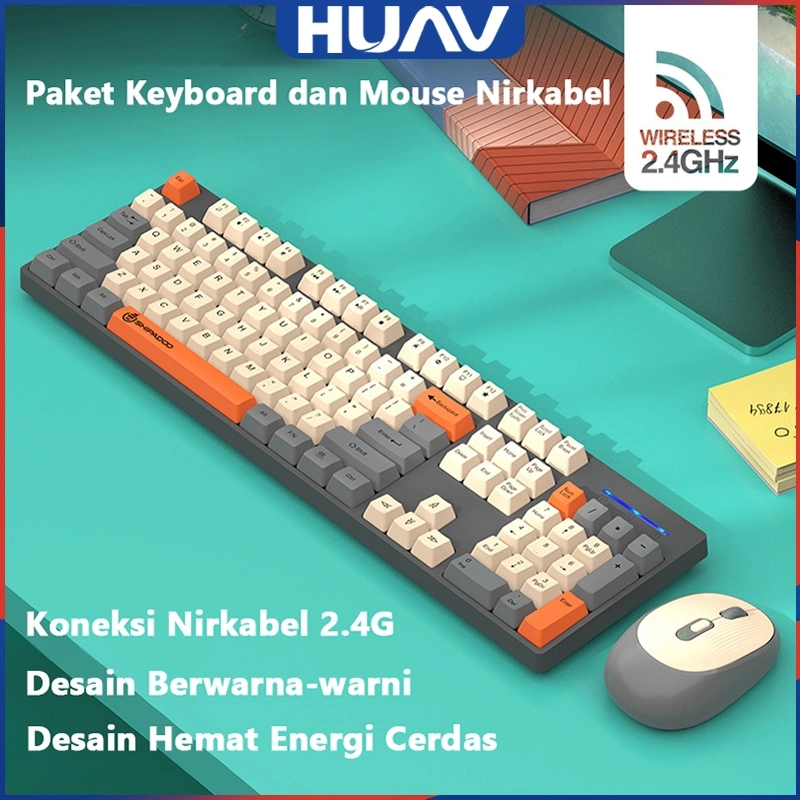 HUAV Keyboard Mouse Wireless High Quality 2.4G Wireless Keyboard Mouse Set For Notebook Laptop Desktop PC 1600 DPI