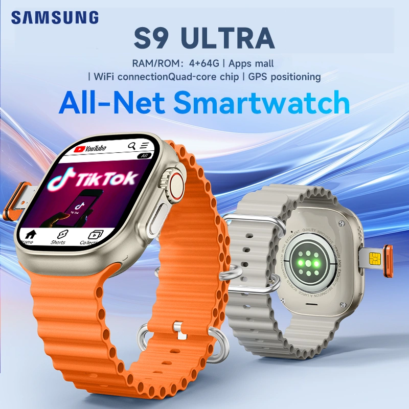 [Bisa Hotspot]Samsung 4G LTE SIM Smartwatch S9 Ultra ROM/RAM:4+64G  PlayStore GPS Bluetooth Health Monitoring Phone Call Android 4G Sim Card Jam Tangan Wanita Pria Olahraga Jam Smartwatch