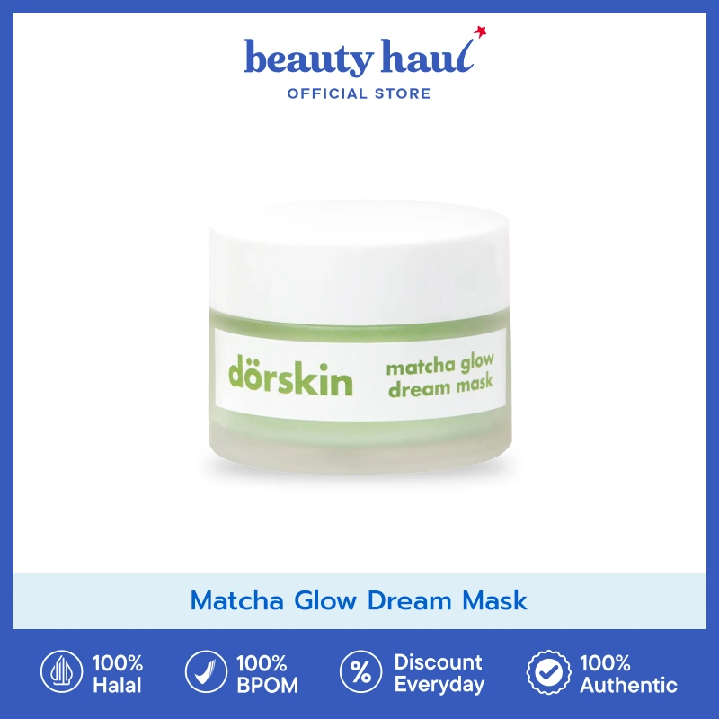 DORSKIN Matcha Glow Dream Mask - Pelembab Wajah & Sleeping Mask, Moisturizer untuk Kulit Berjerawat, Menjaga Skin Barrier, Mengatasi Jerawat, Bruntusan & Kulit Kemerahan,