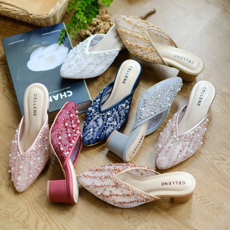 CELLENE IRISH BEADS wedding shoes heels 5cm, sepatu wanita pesta pernikahan,heels pengantin berpayet
