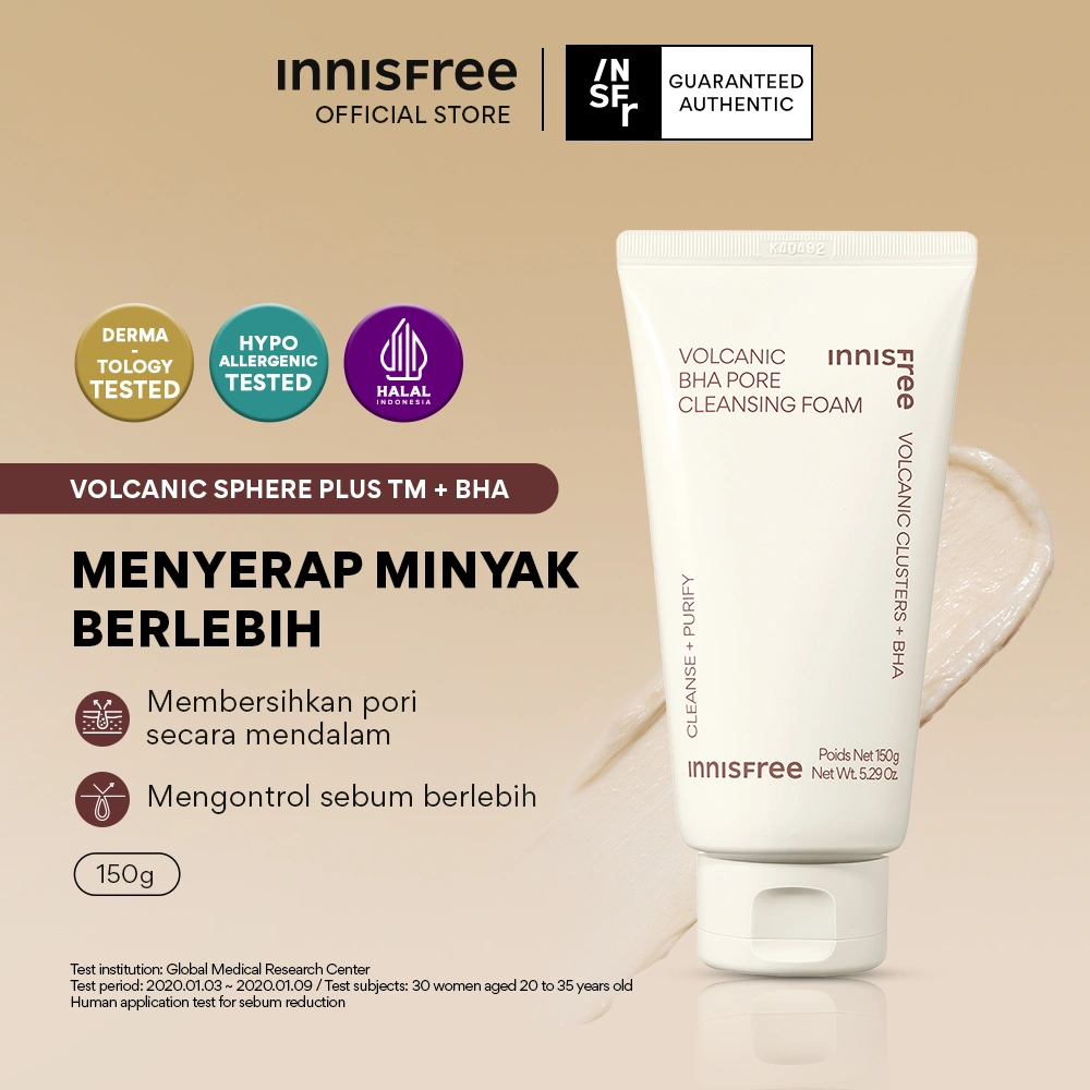 Innisfree Volcanic BHA Pore Cleansing Foam / Sabun Pembersih Wajah untuk Kulit Berminyak