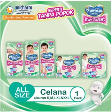 MamyPoko Pants X-Tra Kering Slim Tidak Gembung - Popok Celana - All Size (S-XXL) 1 Pack