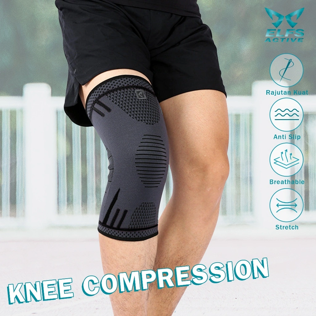 Elfs Active Knee Compression Pad Brace Support Pelindung Lutut Stretch