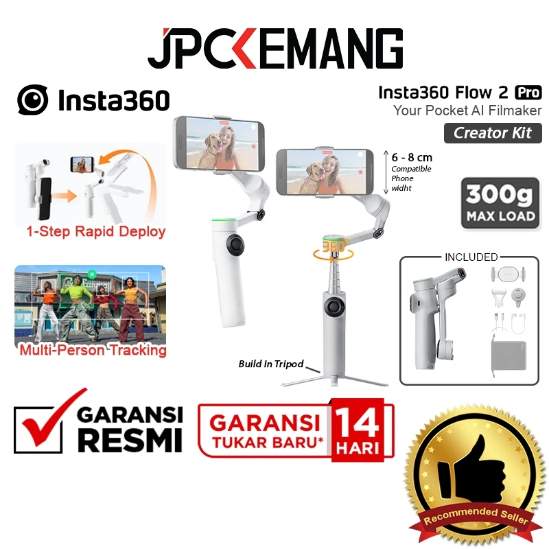Insta360 Flow 2 Pro Standard / Creator / AI Tracker Bundle Gimbal Stabilizer Smartphone HP Insta 360 Flow 2 Pro Garansi Resmi
