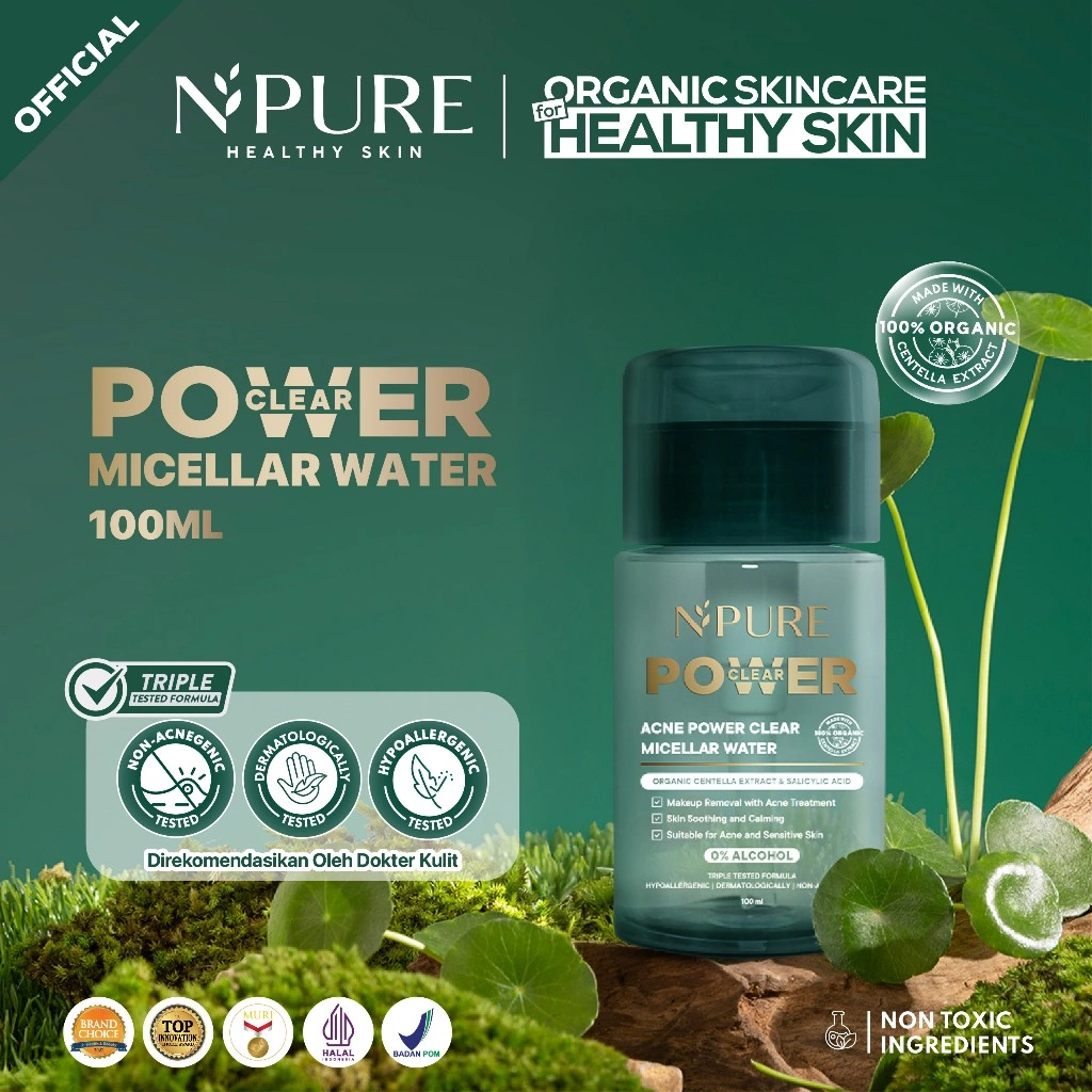 Exclusive Creator - NPURE ACNE POWER CLEAR MICELLAR WATER 100ml / Micellar No Alcohol / SLS Free 100ml