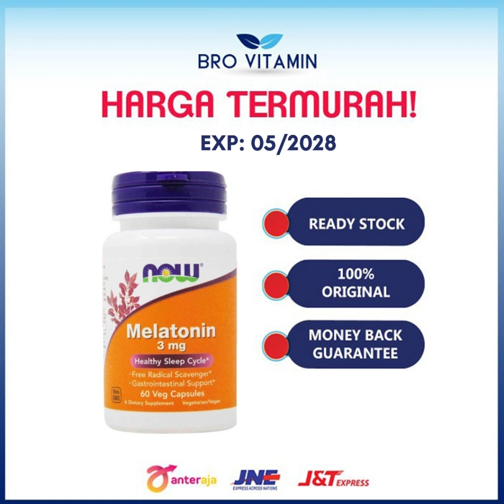 Now Foods Melatonin 3 Mg 60 Capsules | susah tidur insomnia