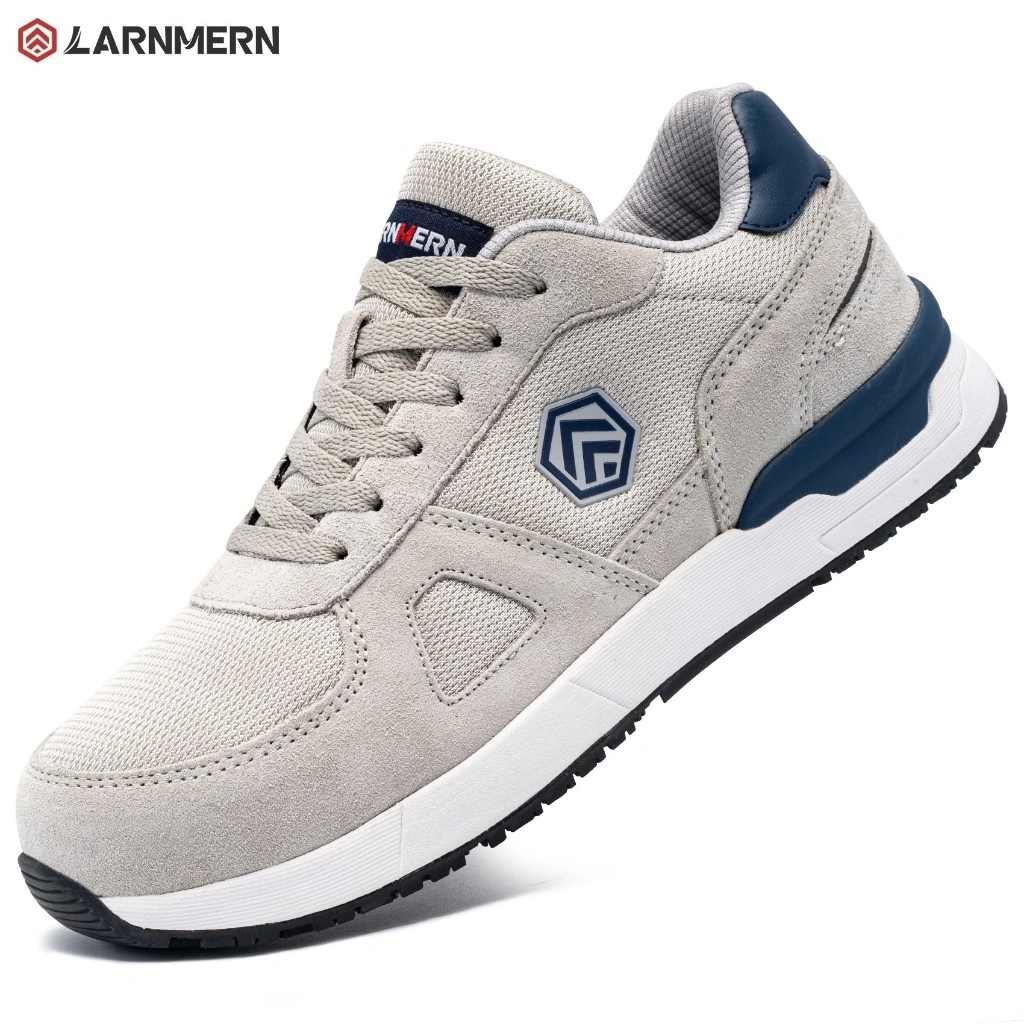 LARNMERN Safety Shoes Mens Sneakers Steel Toe Construction AntiStatic Work Shoes Pria L9096 Grey