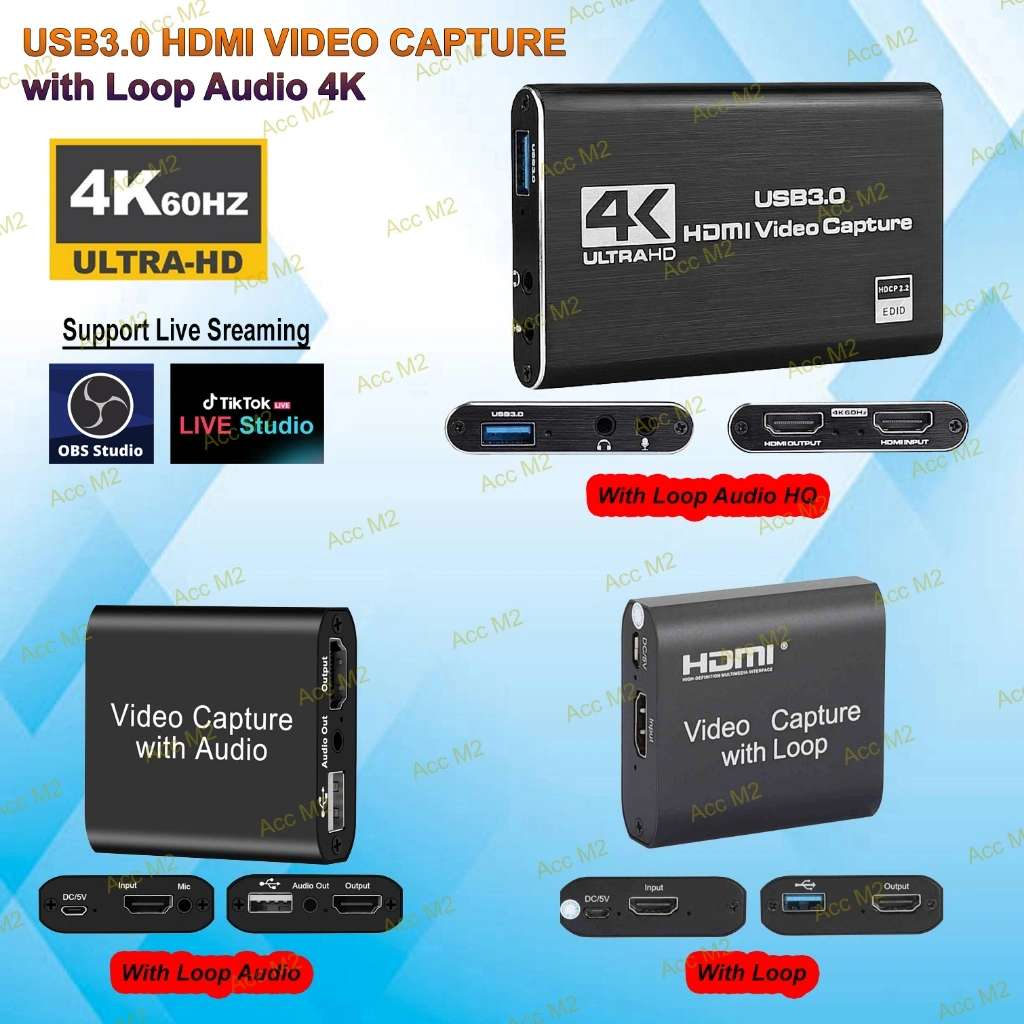 HDMI Video Capture Card Adapter USB 3.0 4K for Video Streaming Record