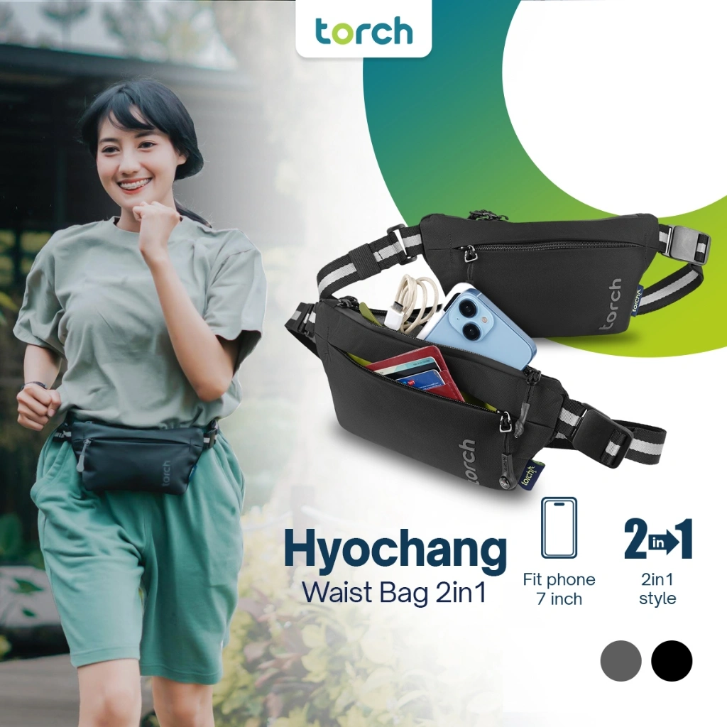 TORCH Hyochang Tas Pinggang Selempang Olahraga Lari Ringan Anti Air Pria Wanita - Waistbag Running Belt Cross Body Bag Waterproof
