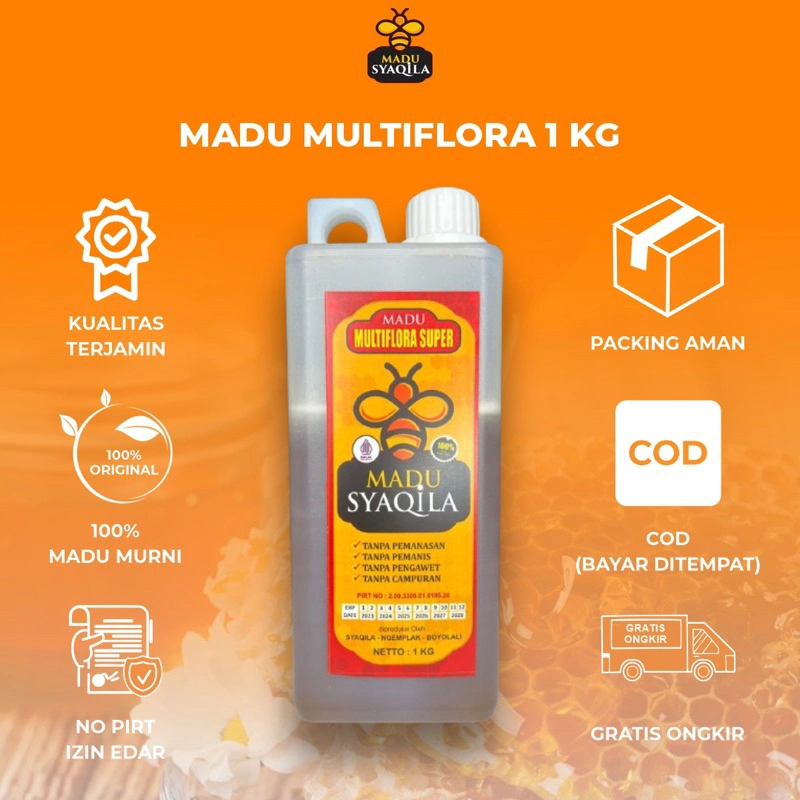Madu Syaqila |Madu Multiflora Super Jaminan Asli 1KG| Madu Murni |Raw Honey | Madu Mentah