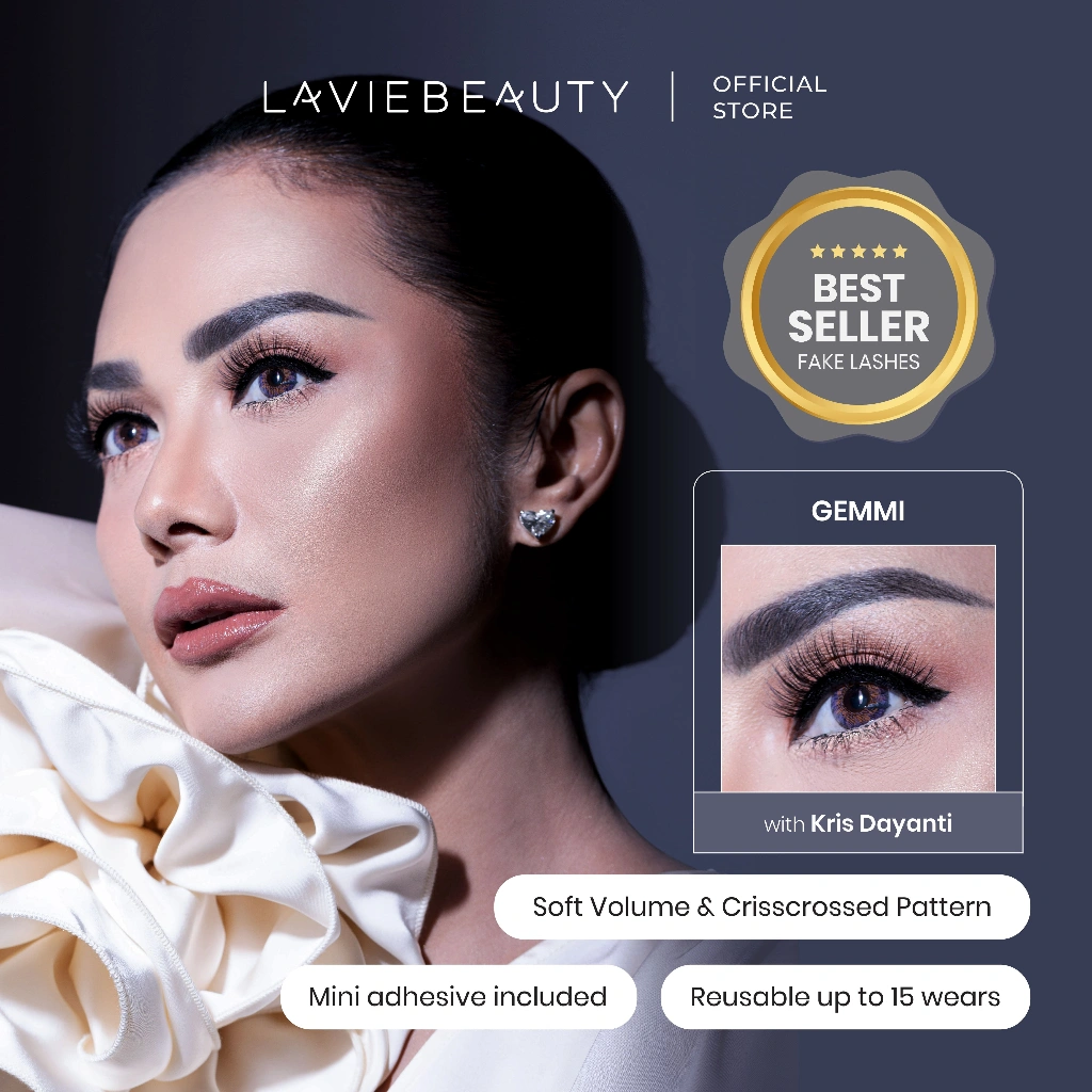 Lavie Beauty X KrisDayanti GEMMI Bulu Mata Palsu Wisuda Glam Look Natural Eye With Natural Hair