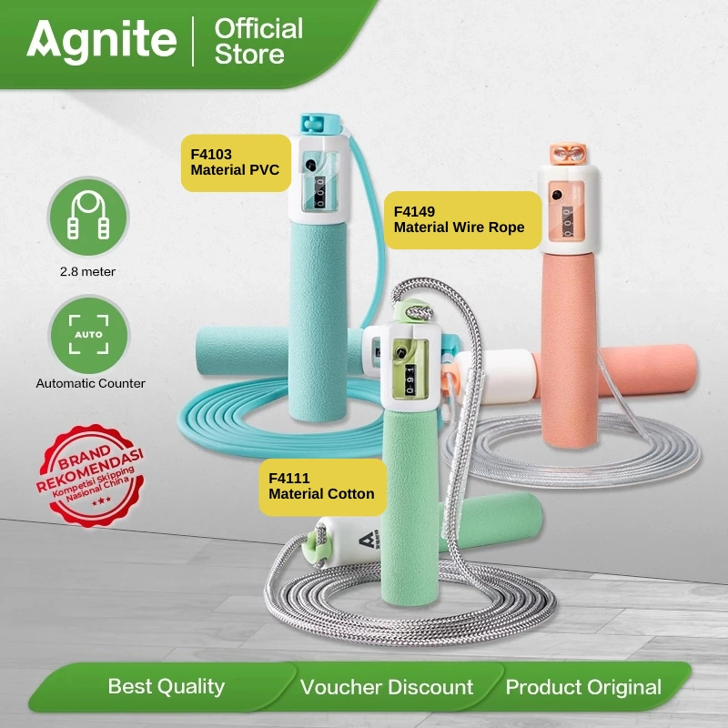 Agnite Tali Skipping / Jump Rope / Alat Olahraga Lompat Loncat Tali Counter Otomatis F41XX