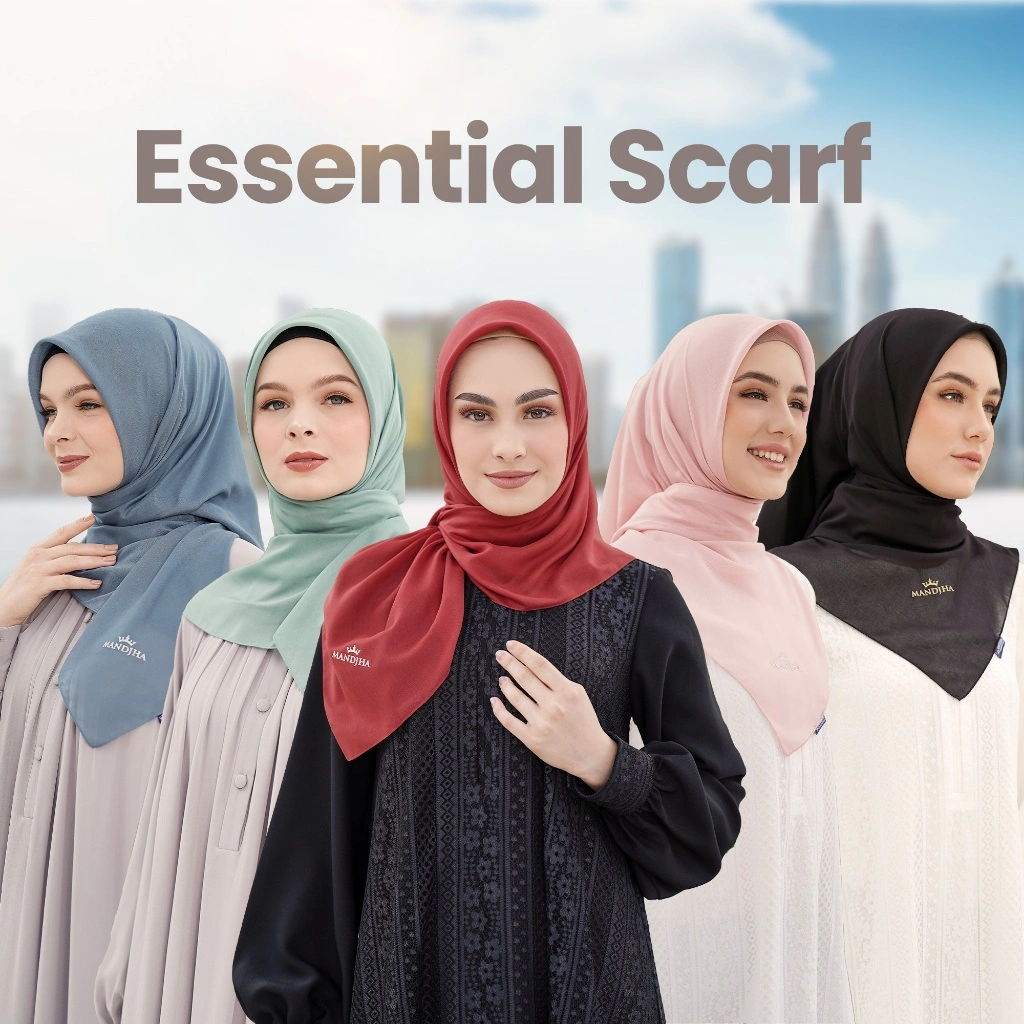 MANDJHA Essential Scarf ALL Colour By IVAN GUNAWAN - Jilbab Hijab Segi Empat Polos ORIGINAL MANDJHA