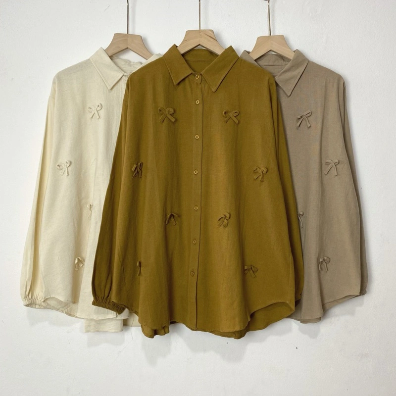 Ruby Blouse Wanita Kekinian LD 120 Kemeja Polos Cewek Oversize Linen Basic Atasan Wanita