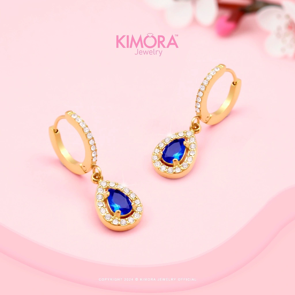 Kimora - Anting Hoop Titanium Wanita Teardrop Nana Gold Plated 18k Ant50